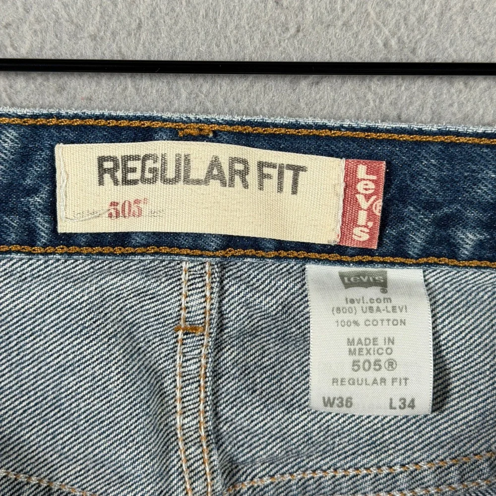 Vintage Levis 505 Regular Fit Mens Blue Straight Leg Denim Jeans‎ W36 L34 Y2K